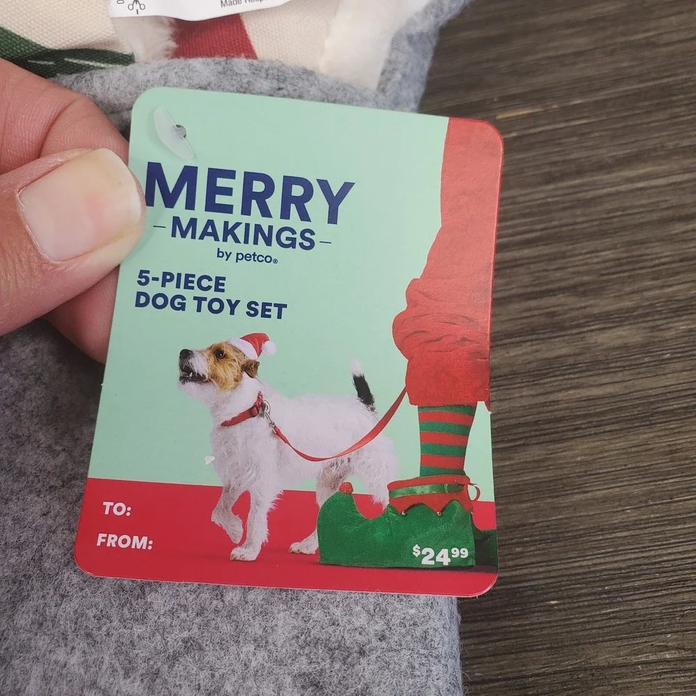 Merry Makings Grey Premium Pre-stuffed Pet Stocking Dog Toys, Medium‎